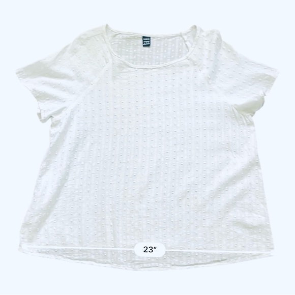 SHEIN White Textured Blouse Medium square neckline short sleeves 100% cotton - Picture 12 of 12